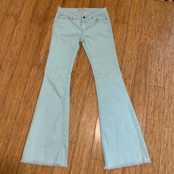 Free People Denim - Free People Aqua baby flare bottom frayed jeans